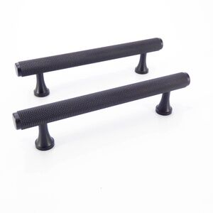 Black Solid Brass Knurled 3.75” Brass Pulls Knurled Cabinet Handles Set of 2